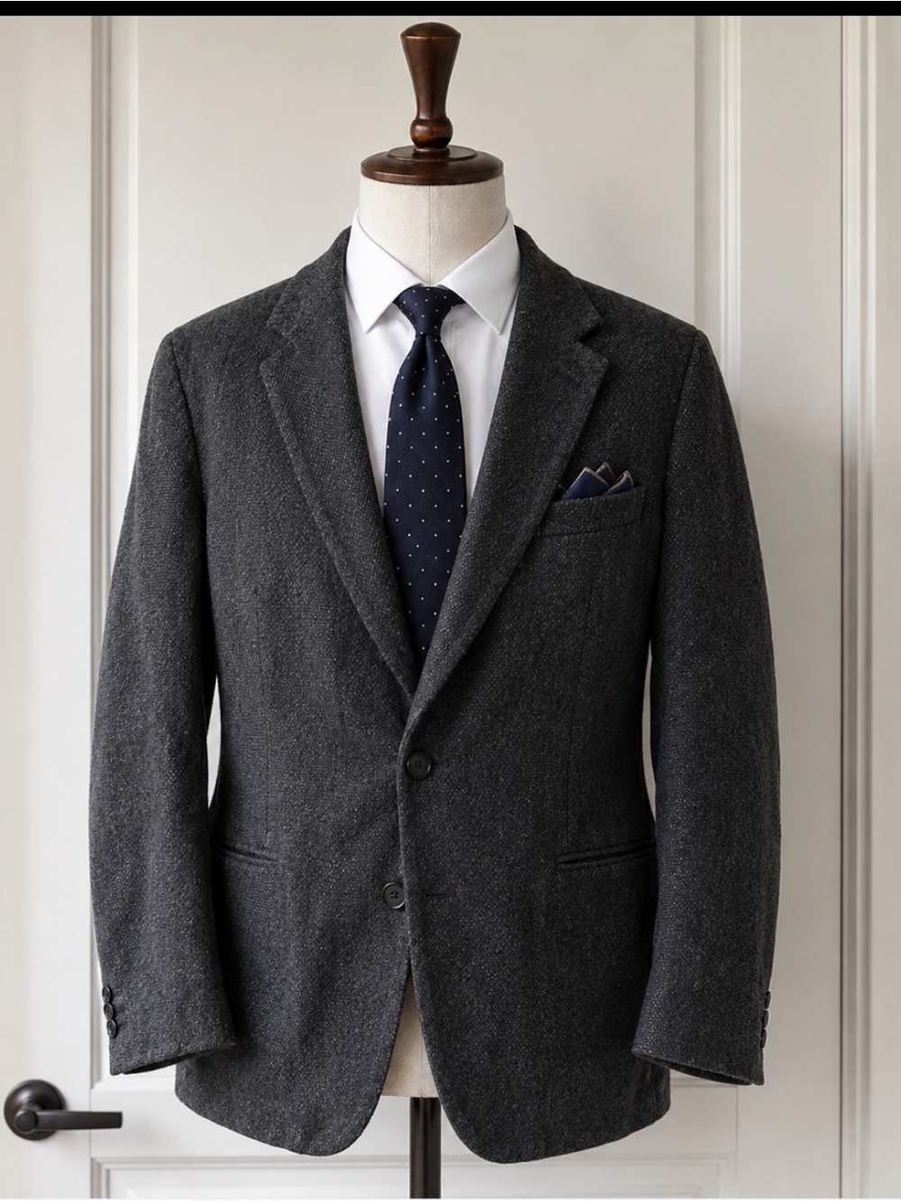 Vintage YSL Men’s Blazer Made in France Dark Charcoal Virgin Wool Sport Coat